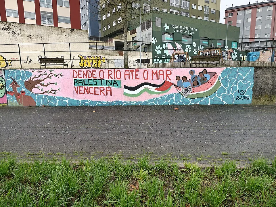 From the river to the sea Palestine graffiti mural